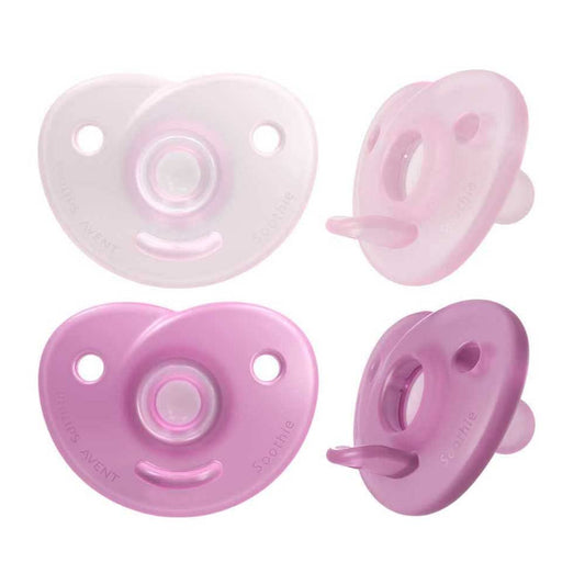 Philips Avent Chupón Soothie Heart Ortodóntico Rosa | Mayor confort para su carita | Silicona grado médico | Forma corazón que evita tocar la nariz | 0-6 m | 2 pz | SCF099/22