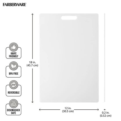 Farberware Tabla de corte plástica para uso general, Blanco, 12-Inch by 18-Inch, 1