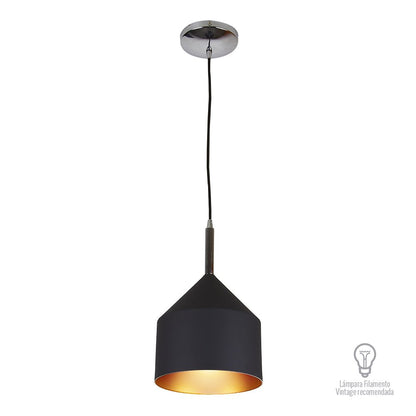 Tecnolite Lámpara Colgante, Luz Colgante de Techo Moderna, Base E27, Color Negro, 100 - 240 V,