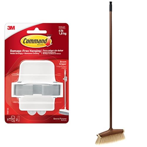 Scotch-Brite Escoba Cero Rayas 1 pieza + Command 3M Gancho Sujetaescobas Grande Blanco 1 pieza