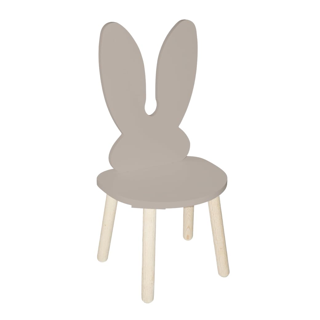 DUDUK Silla Infantil de Madera con Forma de Conejo - Gris oscuro