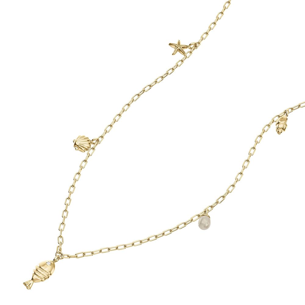 Collar Sutton By The Sea de Fossil para mujer con conchas de latón en tono dorado JA7317710