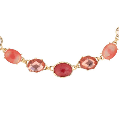 Napier Collar Dorado Circular para Mujer | Mediano, forma circular larga, incrustaciones tipo piedra, cierre ajustable