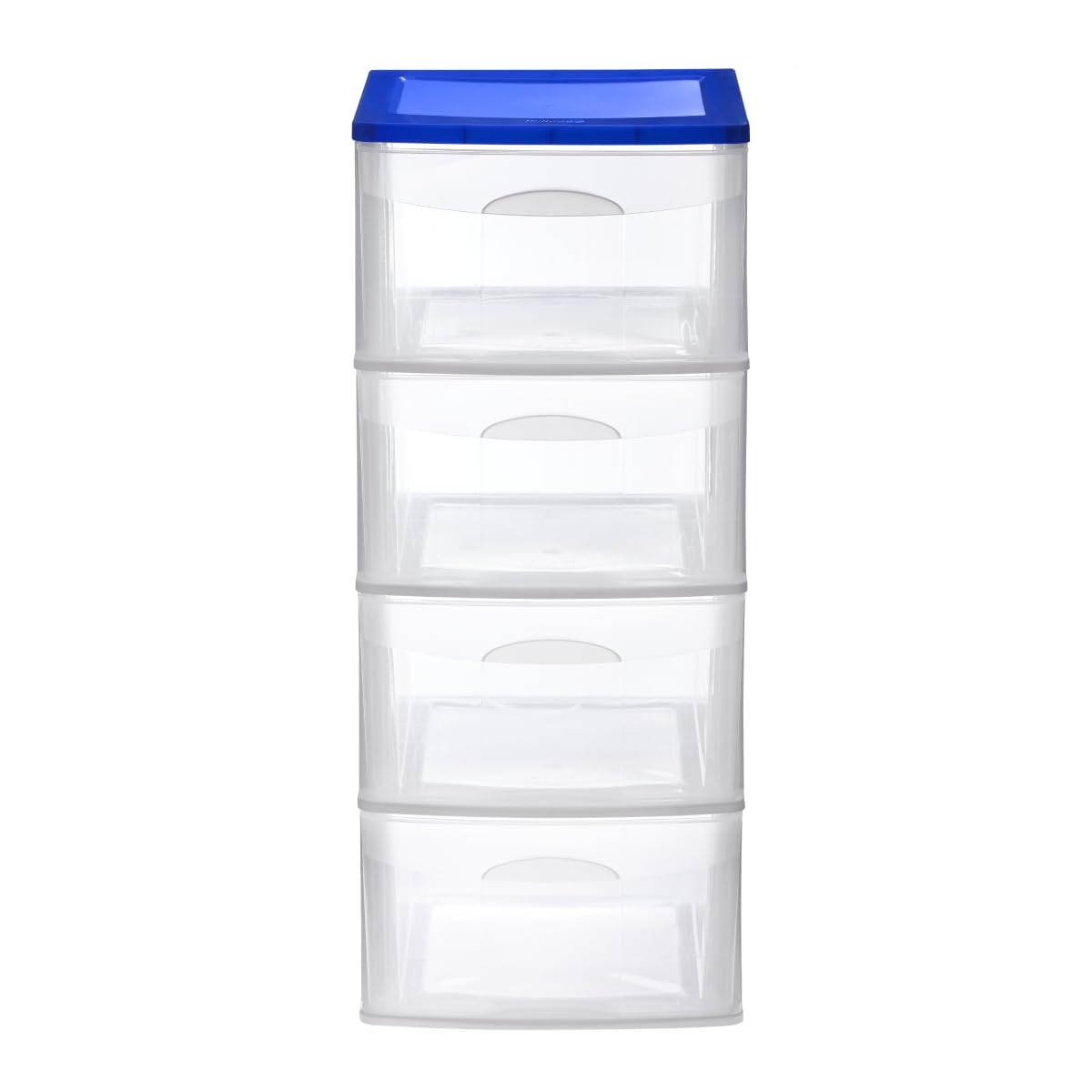 Italhome Cajonera FOX 4 de Plástico 4 Cajones Transparentes, Organizador Multiusos para Hogar y Oficina, Mueble Ligero Resistente, Fácil Limpieza, Color Azul