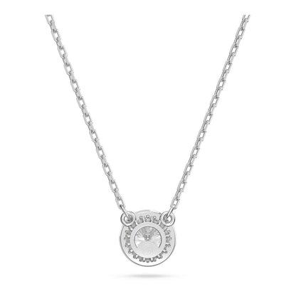 SWAROVSKI - Colgante angélico con vidrio transparente circular y pavé de vidrio transparente en una cadena chapada en rodio
