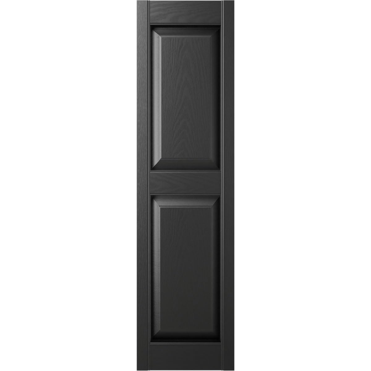 Ekena Millwork vinilo estándar dos paneles iguales con persianas elevadas, 14 3/4"W x 43"H, Negro