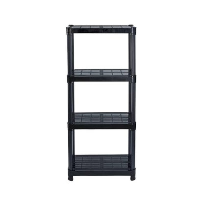 Italhome Rack de Plástico 4 Niveles, Estante Organizador Multiusos para Cocina, Garaje u Oficina, Resistente hasta 100 kg, Ahorro de Espacio, Color Negro