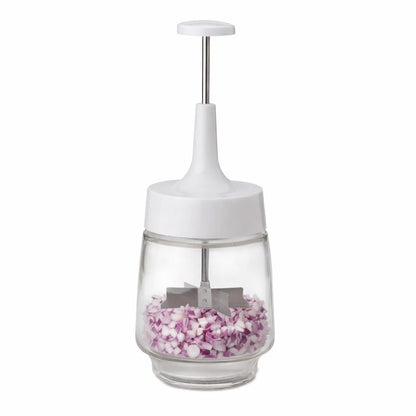 HIC Kitchen - Picador de cebolla antiguo, cuchillas de acero inoxidable 18/8 de borde liso
