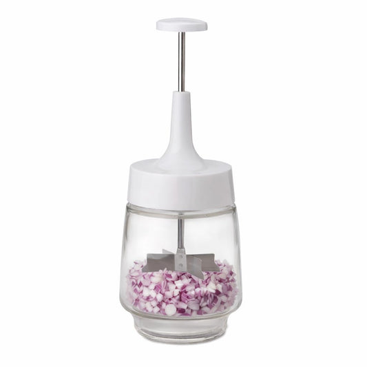 HIC Kitchen - Picador de cebolla antiguo, cuchillas de acero inoxidable 18/8 de borde liso