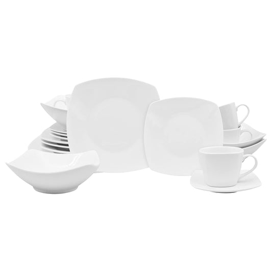 LE BONNE TABLE by Crown Baccara - Vajilla de Porcelana, de 20 piezas, 4 personas, CUADRATA BASI
