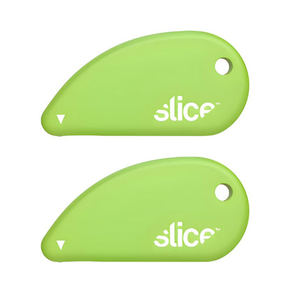 Cortador de seguridad Slice Micro | Cortador de caja de cerámica seguro que dura 11 veces más que el metal | Abrecajas de llavero | Paquete de 2 | Verde