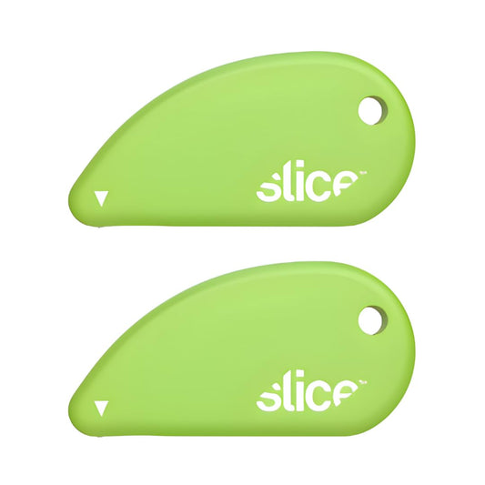 Cortador de seguridad Slice Micro | Cortador de caja de cerámica seguro que dura 11 veces más que el metal | Abrecajas de llavero | Paquete de 2 | Verde