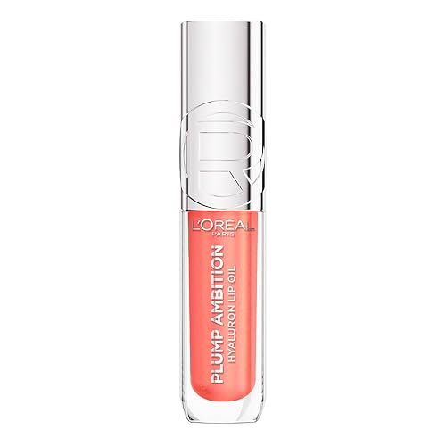 L'Oréal Paris Plump Ambition Lip Oil, Brillo Labial Efecto Voluminizador con Ácido Hialurónico, Hidratación Intensa para tus Labios, Tono Nude Macaron, 5 ml