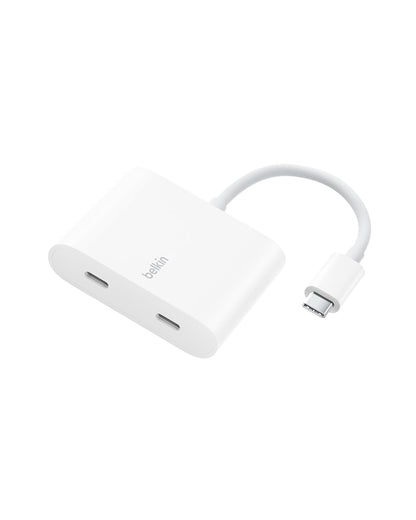 Belkin Connect USB-C Power & Data Splitter, concentrador de Doble Puerto con 1 Puerto USB-C 3.2 Gen2 y 1 Puerto PD de 100 W para Carga simultánea y Transferencia de Datos para iPhone, iPad, Nintendo