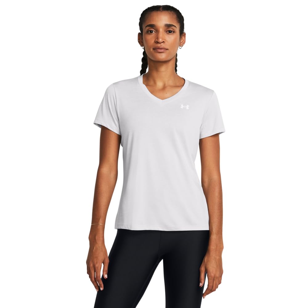 Under Armour Tech Twist Playera Cuello en V Mujer - (014) Halo Gray - White - White - XL