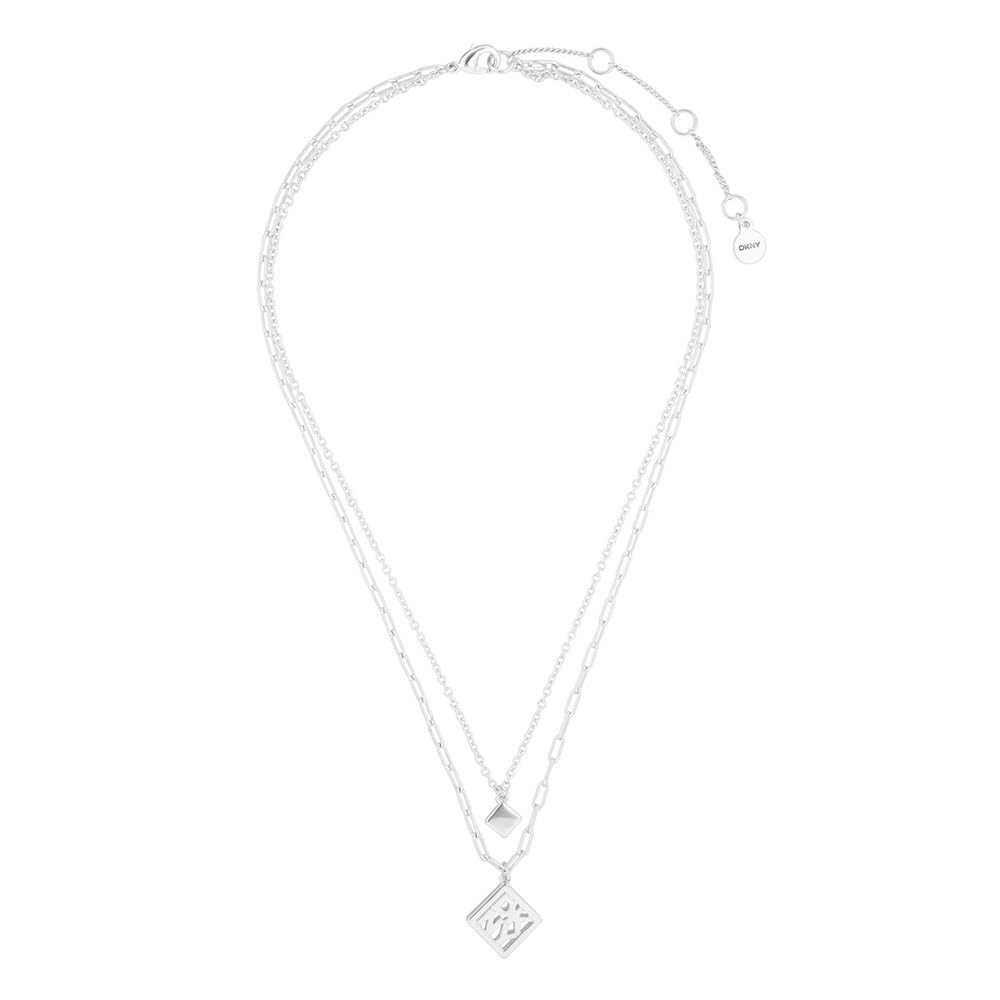 DKNY Collar Plateado Rombo Para Mujer