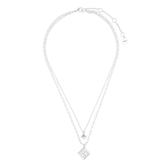 DKNY Collar Plateado Rombo Para Mujer