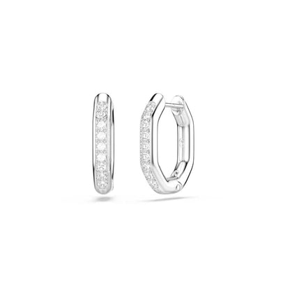 Swarovski Aretes de aro Dextera, Forma octagonal, Talla redonda, Blancos, Baño de rodio