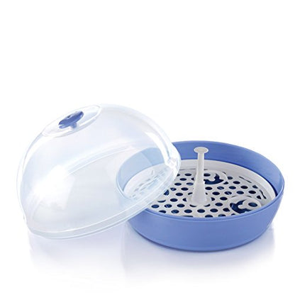 Nuby Esterilizador de Vapor para Microondas | Esteriliza Biberones, Tetinas y Accesorios de Bebé | Capacidad para 4 Biberones | Elimina Bacterias con Calor de Vapor | Libre de BPA