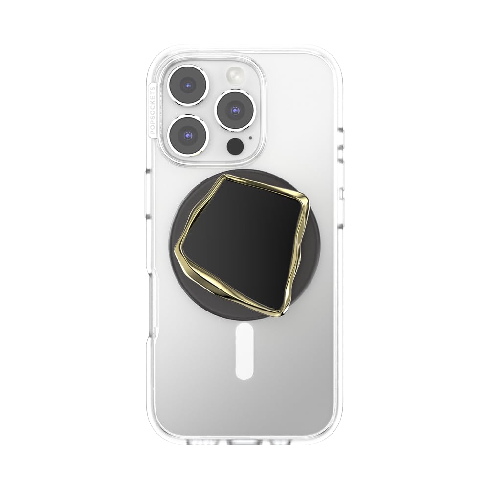 PopSockets - Empuñadura para teléfono MagSafe, Soporte magnético, Soporte para teléfono, Vidrio, Corte obsidiana esmaltado