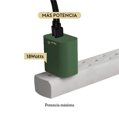 Hune Cargador De Pared Sustentable USB + Tipo C Carga Rápida