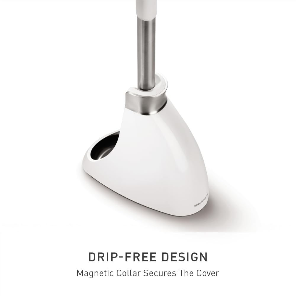simplehuman, escobilla de baño, acero inoxidable + plástico blanco