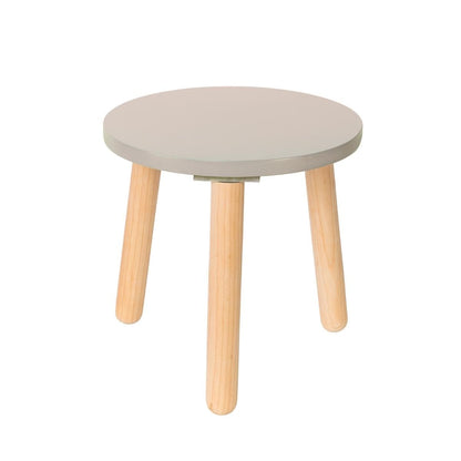 Duduk Banco de Madera Circular para Niños - 30 cm x 30 cm x 30 cm - Gris claro