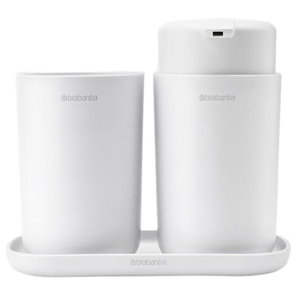 BRABANTIA | Juego de Accesorios para Baño | Blanco | 3 Piezas | Diseño Moderno Funcional - Varios Colores