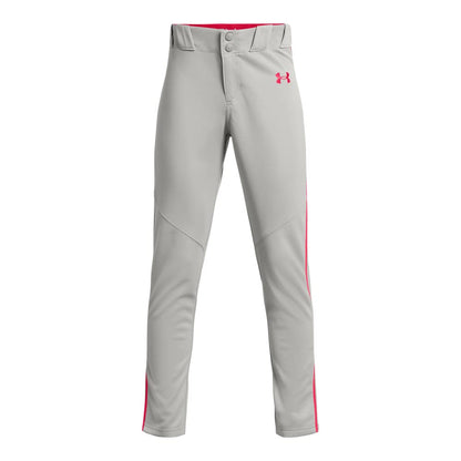 Under Armour Pantalón de Béisbol Utilitario para Niño - (083) Baseball Gray - Red - Red - XS