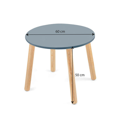 DUDUK Mesa Circular para niños y niñas acabada Mate | 7 Colores Modernos (Azul)