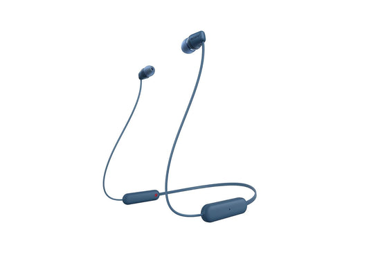 Sony WI-C100 - Audífonos inalámbricos intraauriculares con Banda para el Cuello y micrófono para Llamadas con Manos Libres, Azul, WIC100/L (Versión Nacional)