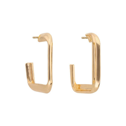 Nine West Aretes Color Dorado Metal Ears Forma Cuadro Tipo Largo De Terminado Brillante para Mujer