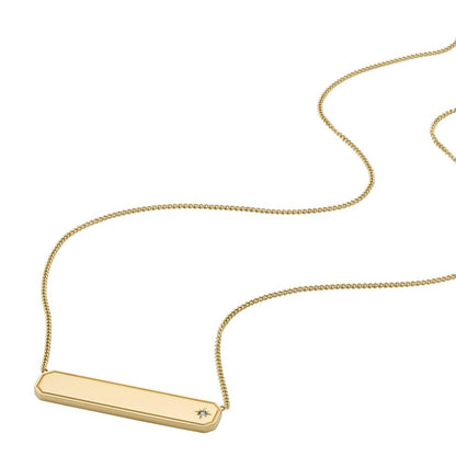 Collar Fossil JF04926710 Sadie de acero inoxidable en tono dorado para mujer