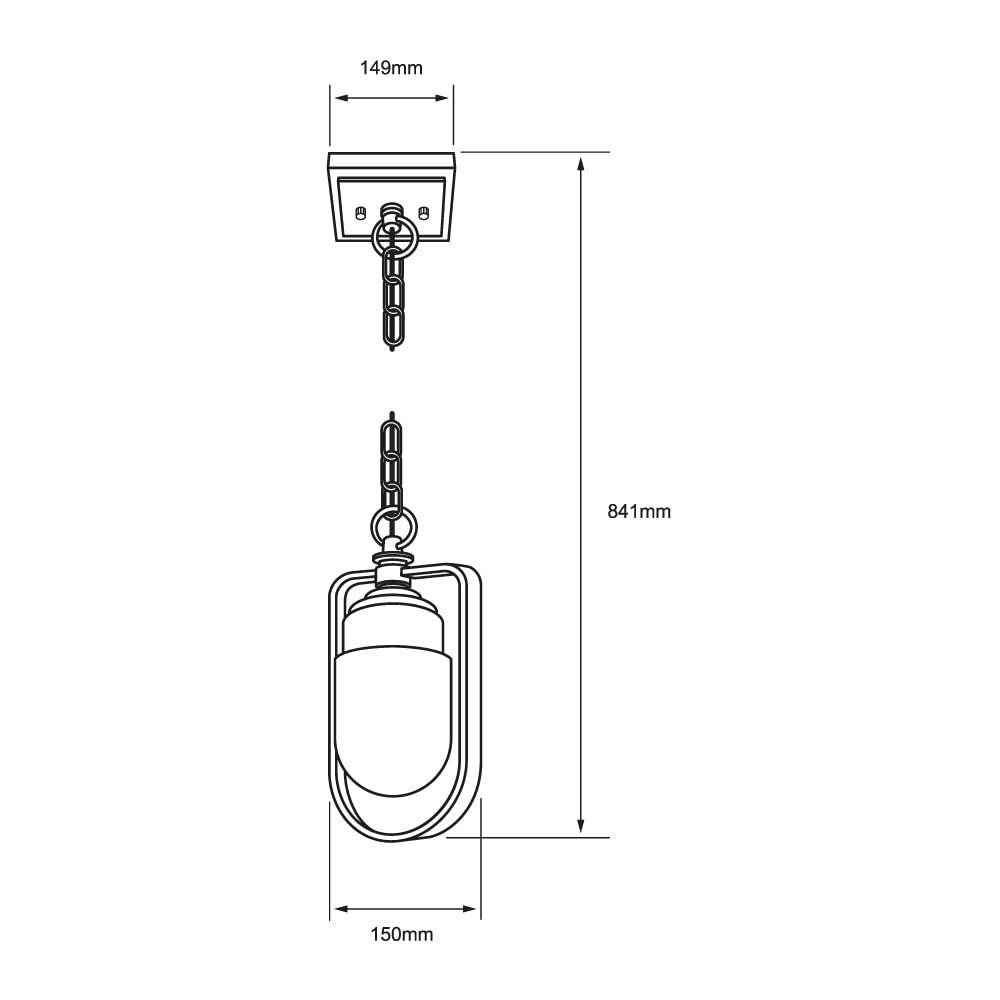Tecnolite Lámpara Colgante de Cristal 1.50 m de Altura, Potencia Máx. 60 W, 1 Base E27, No incluye foco