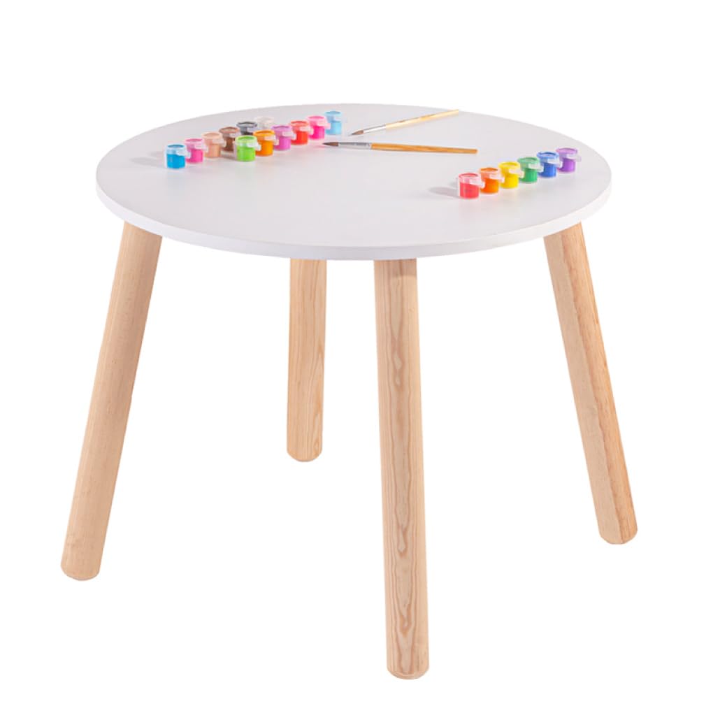 DUDUK Mesa Infantil Circular Melamina Blanca para Niños y Niñas