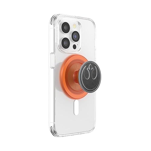 PopSockets - Empuñadura para teléfono MagSafe, Agarre magnético Seguro y Soporte para teléfono, Soporte Manos Libres, Compatible con Carga inalámbrica, Starwars, símbolo rebelde esmaltado Envejecido