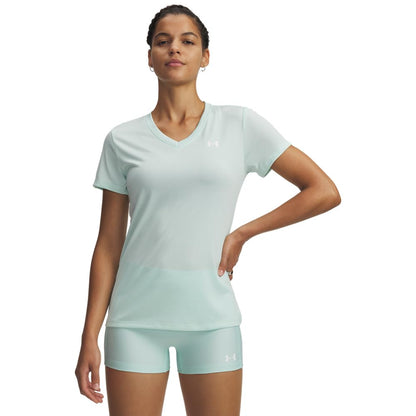 Under Armour Tech Twist Playera Cuello en V Mujer - (703) Menta Refresca - Blanco - M
