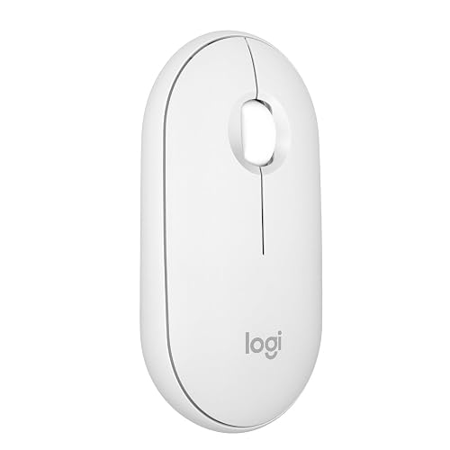 Logitech Pebble Mouse 2 M350s, estilizado Mouse inalámbrico Bluetooth, Ligero, Personalizable, clicks discretos, Easy-Switch, Windows, macOS, iPadOS, Android, ChromeOS - Blanco