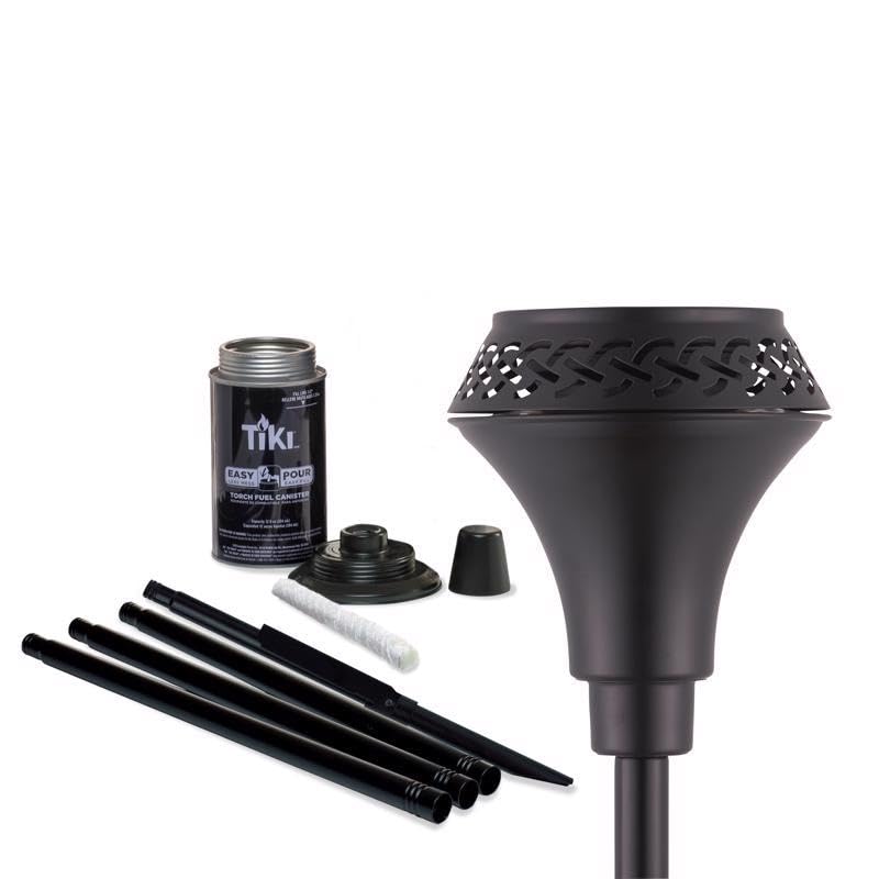 TIKI Island King - Antorcha de metal para exteriores de 65 pulgadas, resistente a la intemperie, decorativa TIKI con mecha de larga duración, recipiente de boca ancha para patio, patio trasero y