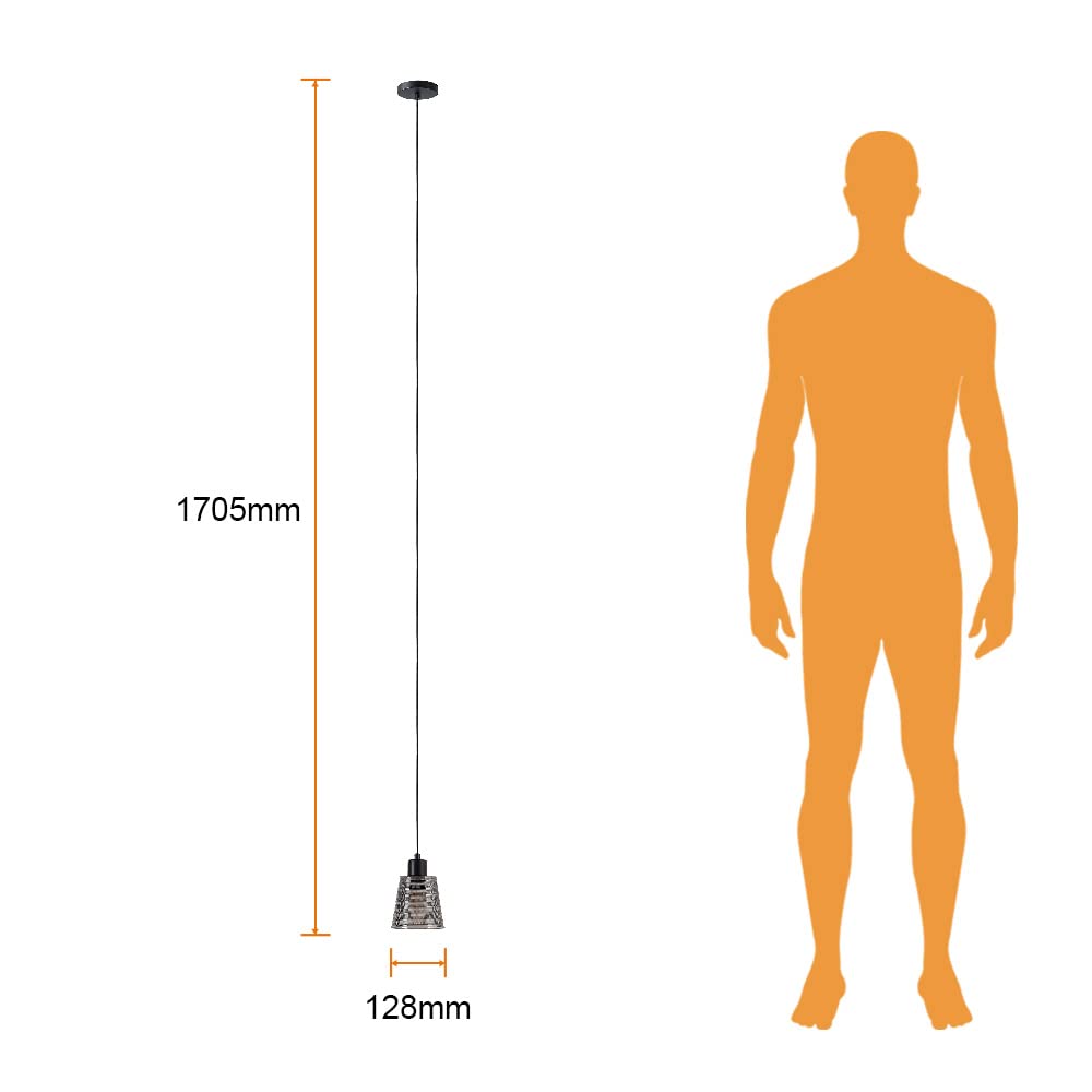 Tecnolite Lámpara Colgante de Cristal 1.70 m de Altura, Potencia Máx. 60 W, 1 Base E27, No incluye foco