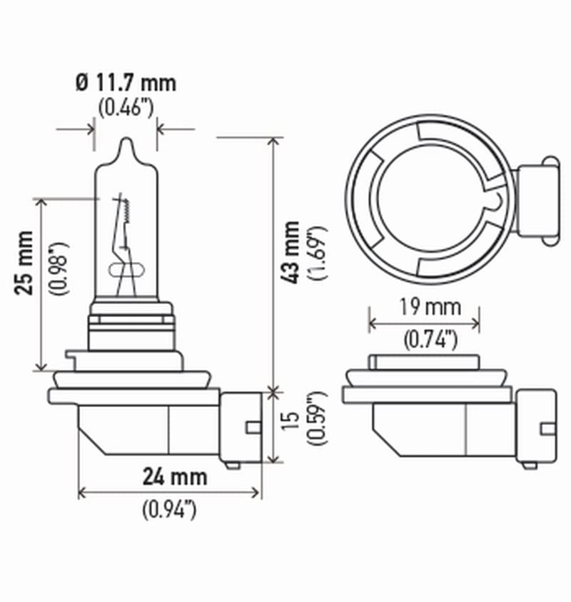 HELLA Foco Halogénico H9 2.0TB H9 65W | 12V, Paquete de 2, Pgj19-5, Performance Series