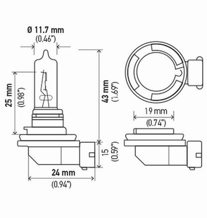 HELLA Foco Halogénico H9 2.0TB H9 65W | 12V, Paquete de 2, Pgj19-5, Performance Series