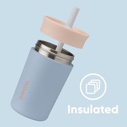 Owala - Vaso aislante de acero inoxidable para niños, con popote flexible resistente a derrames, fácil de limpiar, botella de agua para niños, ideal para viajes, apto para lavaplatos, 12 onzas, color