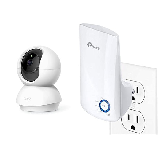 TP-Link Tapo TC70, Cámara Wi-Fi de Seguridad Interior,1080P, Cámara IP Domo 360°, Control Remoto de Aplicaciones + TL-WA850RE Repetidor de WiFi Extensor de Cobertura Inalámbrico Universal