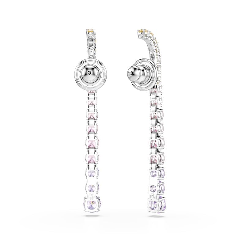 arete de gota Swarovski Matrix, degradado de cortes redondos, multicolor, baño de rodio