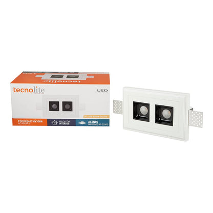 Tecnolite Lámpara Downlight LED Empotrable de Yeso, Sin Marco, 12 W, Luz Suave Cálida, LED integrado