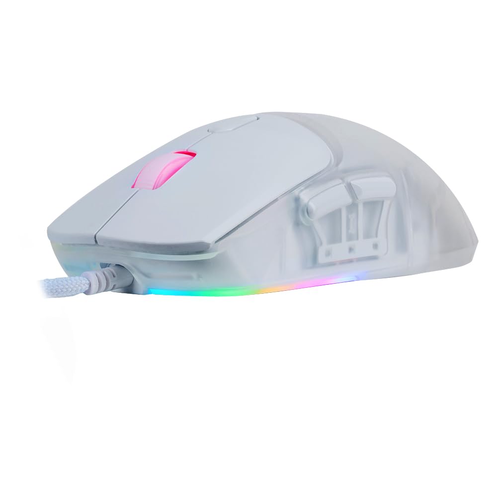 GAME FACTOR MOG530-WH Mouse Gamer Pixart 3327 hasta 12,000 dpi 1000 Hz Ajustable con Software Iluminacion RGB Framerate de 6200 fps Color Blanco