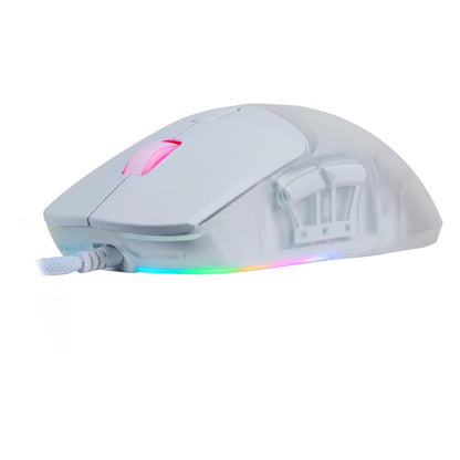 GAME FACTOR MOG530-WH Mouse Gamer Pixart 3327 hasta 12,000 dpi 1000 Hz Ajustable con Software Iluminacion RGB Framerate de 6200 fps Color Blanco