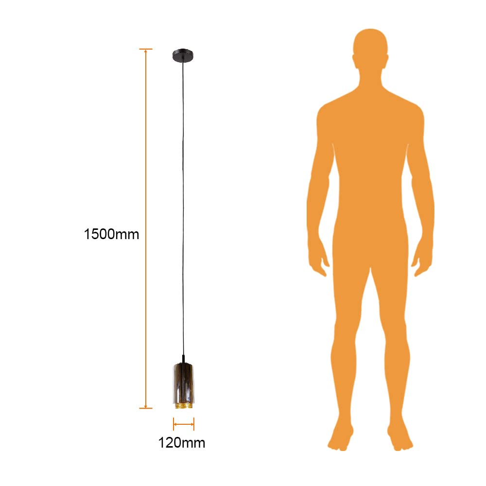 Tecnolite Lámpara Colgante de Cristal 1.50 m de Altura, Potencia Máx. 60 W, 1 Base E27, No incluye foco