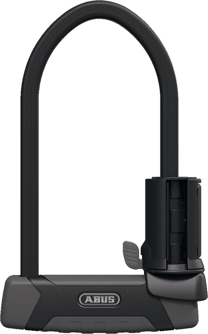 ABUS U-Lock Granit XPlus 540 y SH B Soporte para bicicleta con cilindro XPlus como protección contra manipulaciones y llave iluminada, ABUS Nivel de seguridad 15, negro, negro/gris, 30 cm